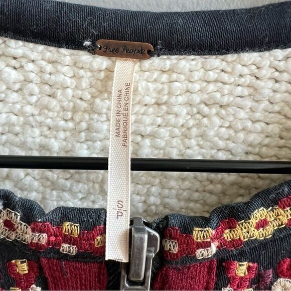 Free People Two Faced Embroidered Jacket Blue Cream Size Small - Picture 10 of 16